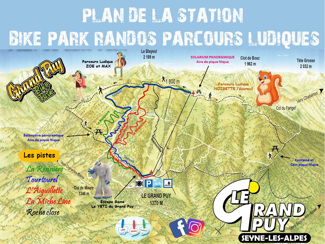 Plan du Bike Park VTT de Le Grand Puy