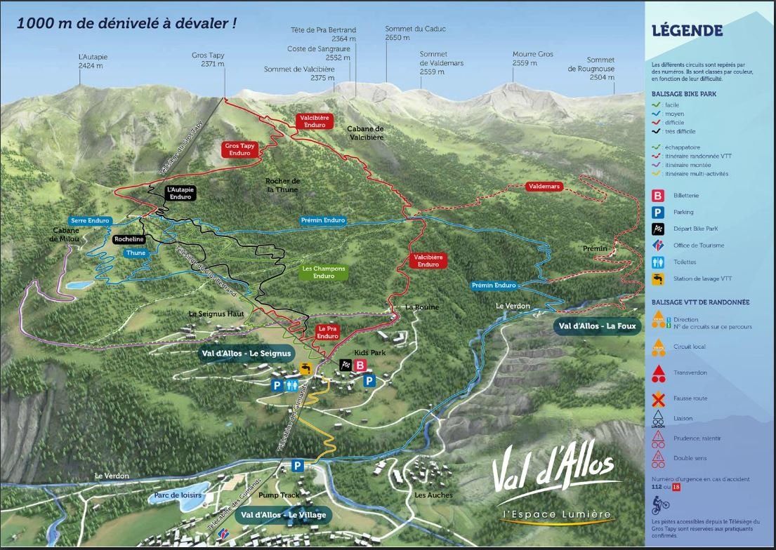 Plan du Bike Park VTT de Val d'Allos