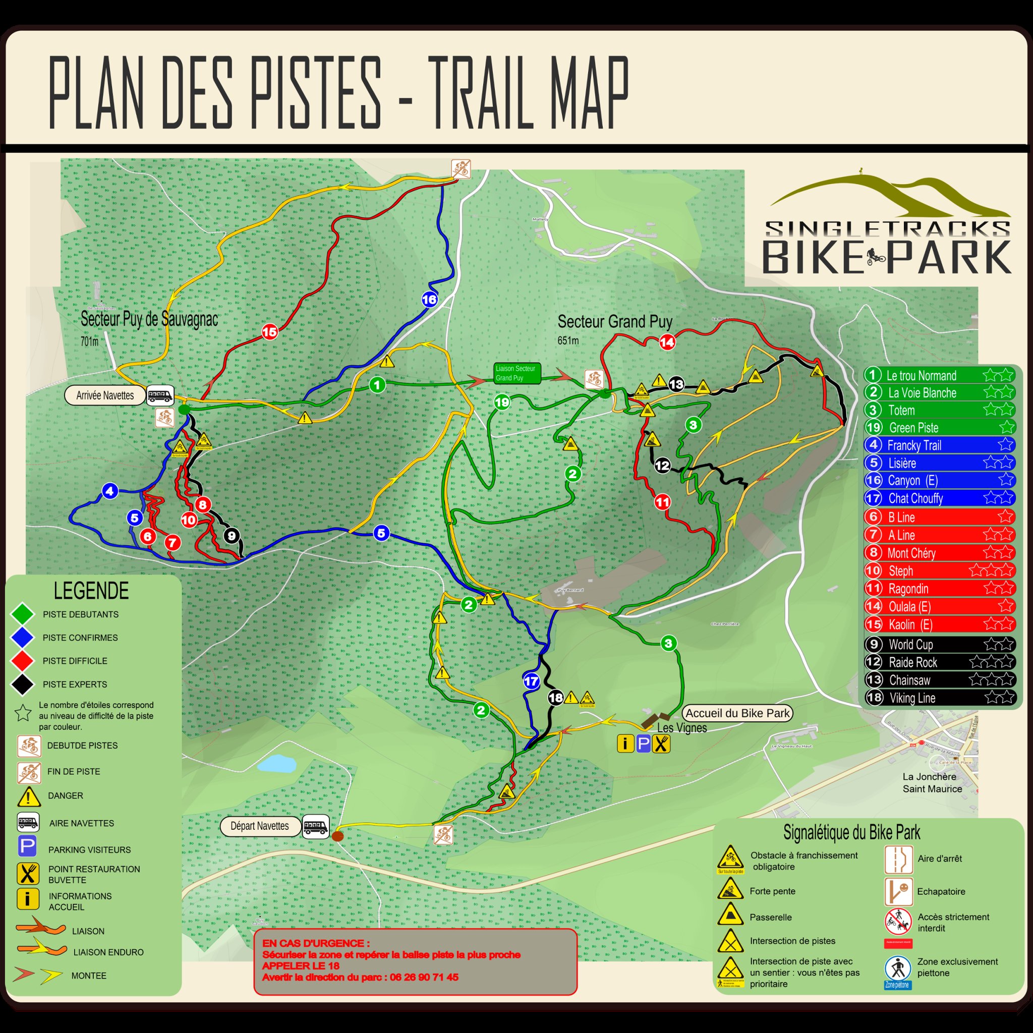 Plan du Bike Park VTT de Singletracks Bike Park