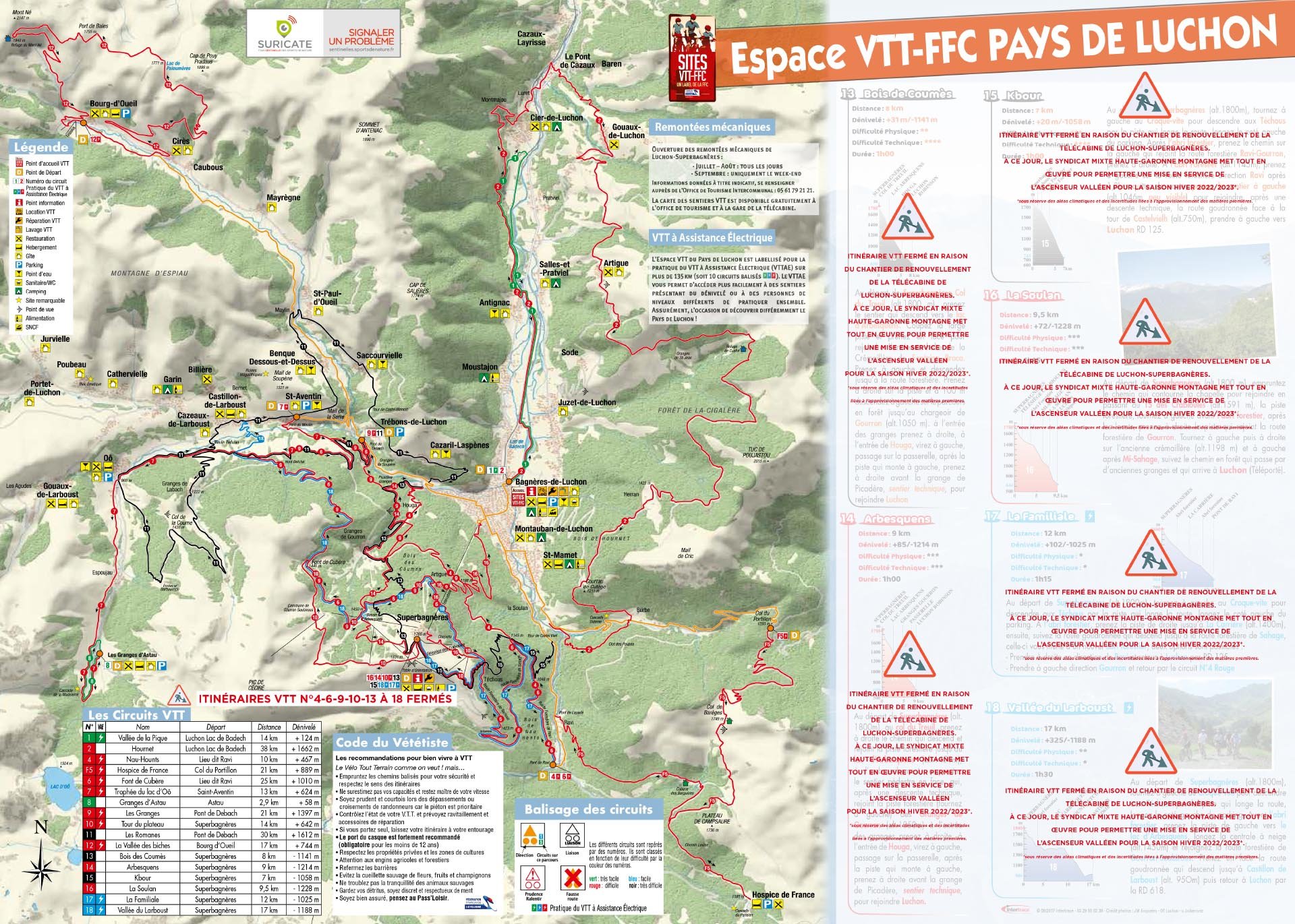 Plan du Bike Park VTT de Luchon Superbagnères