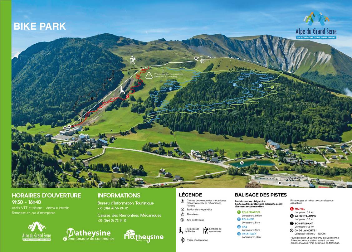 Plan du Bike Park VTT de Alpe du Grand Serre