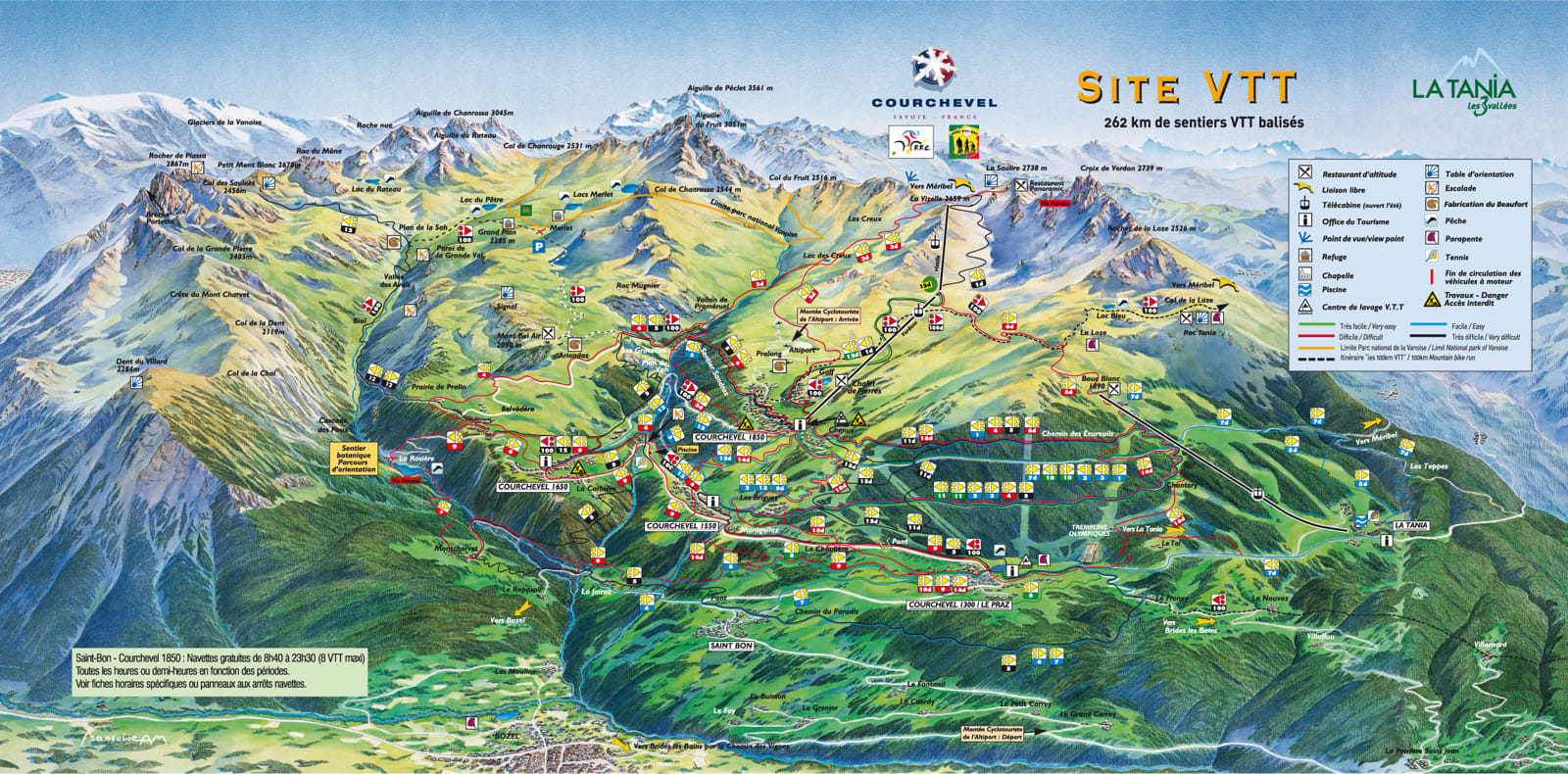 Plan du Bike Park VTT de La Tania