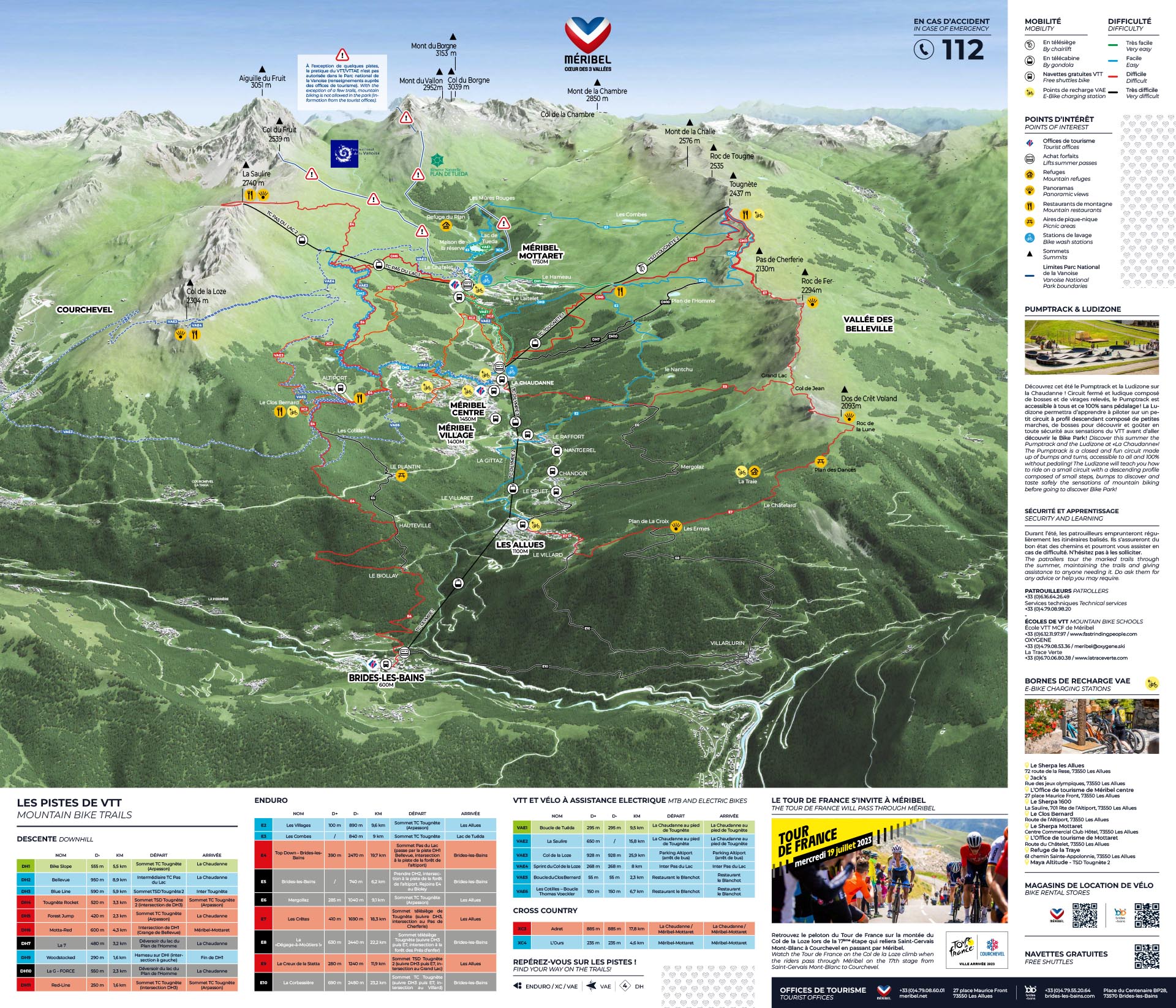 Plan du Bike Park VTT de Méribel